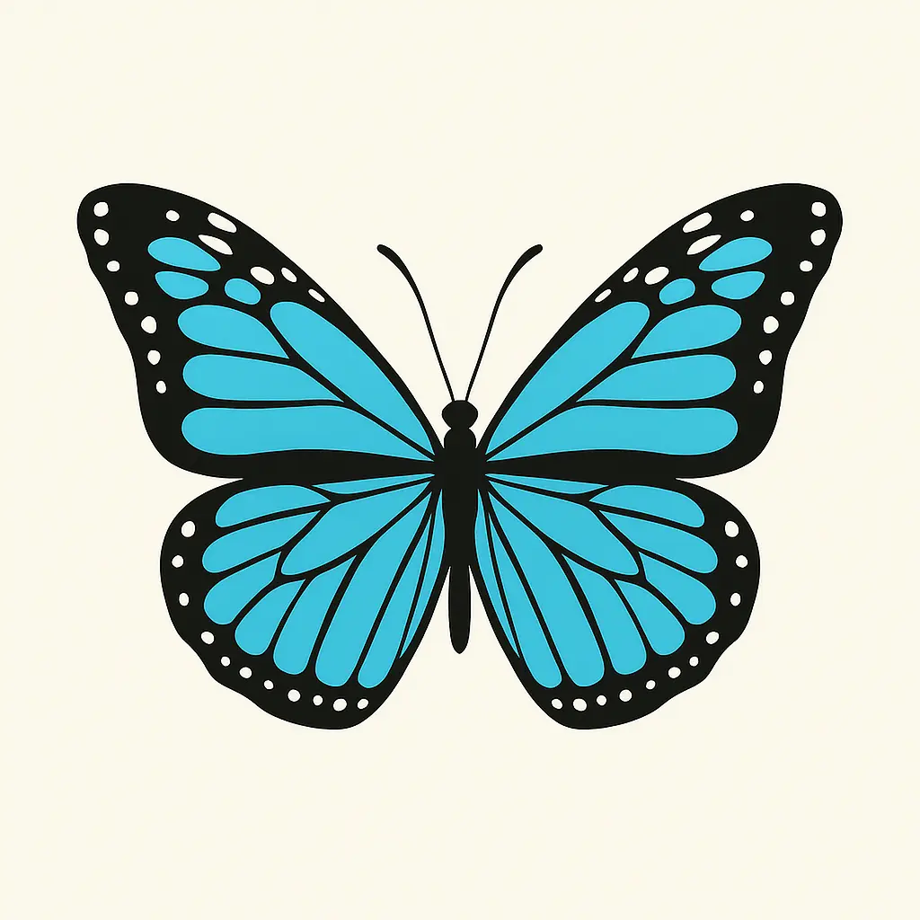 Ilustración de una mariposa monarca azul, símbolo del blog La Monarca Azul.